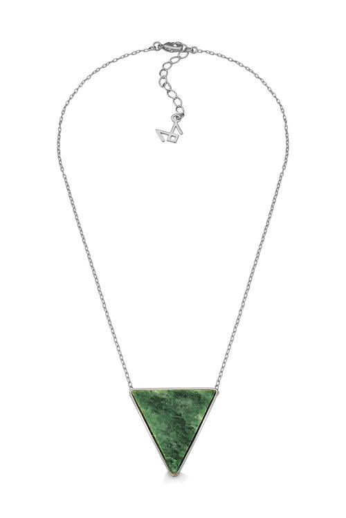 Colar Triangle - Jaspe Verde - Coleção Geometric Banho: Ródio Negro