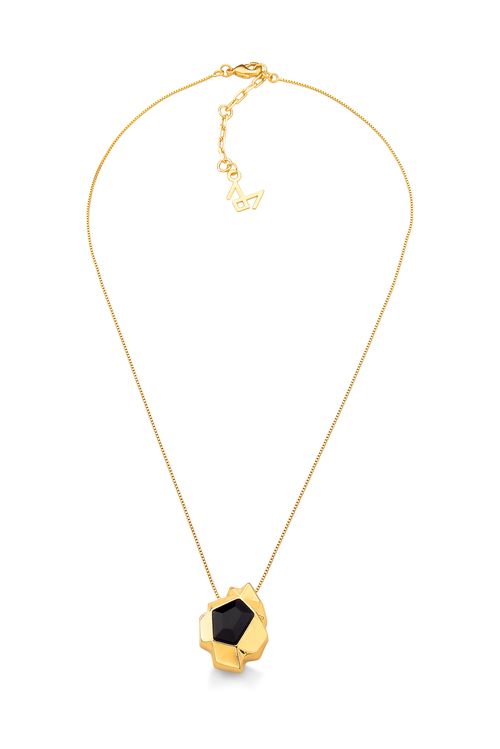 Colar Shibui - Obsidiana Preta - Coleção Ecoa Banho: Folheado a Ouro