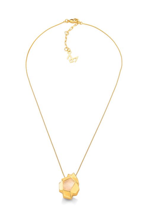 Colar Shibui - Quartzo Branco - Coleção Ecoa Banho: Folheado a Ouro