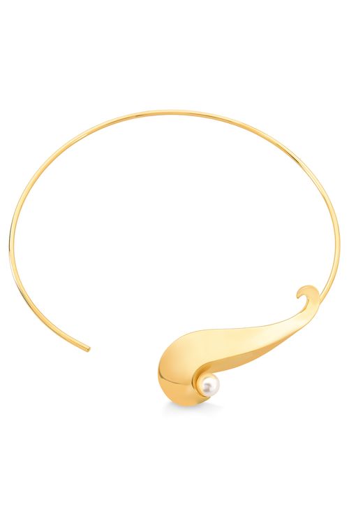 Colar Choker Pausa - Pérola - Coleção Ecoa Banho: Folheado a Ouro
