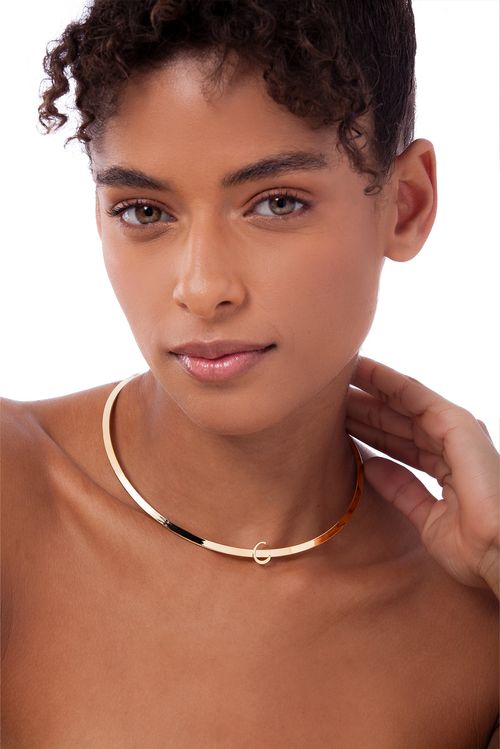 Colar Choker C - Coleção Expressão Banho: Folheado a Ouro