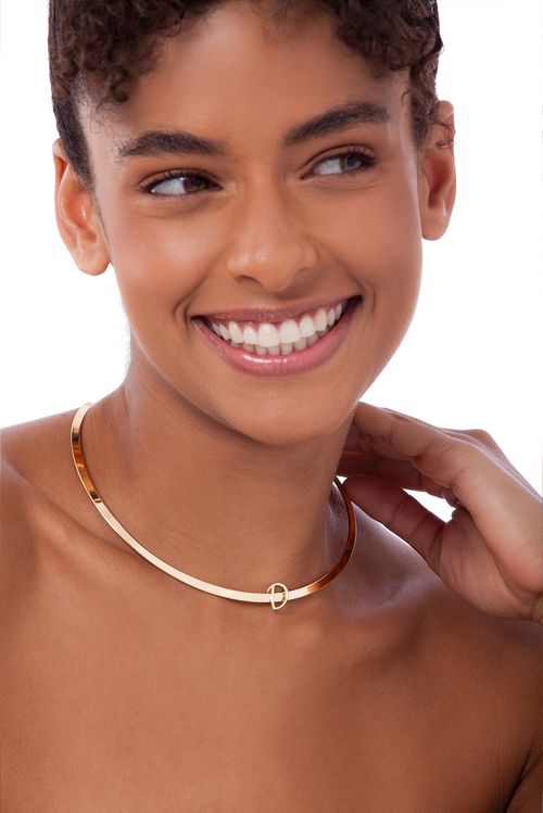 Colar Choker D - Coleção Expressão Banho: Folheado a Ouro