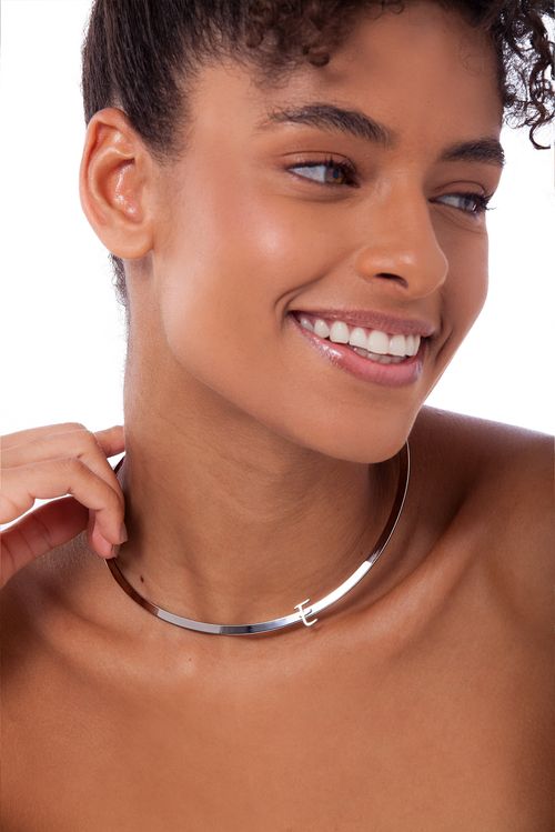 Colar Choker E - Coleção Expressão Banho: Ródio Negro