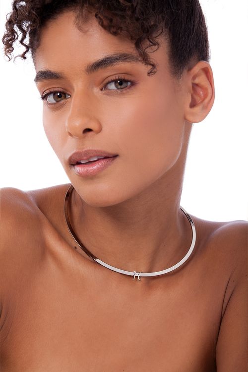 Colar Choker H - Coleção Expressão Banho: Ródio Negro