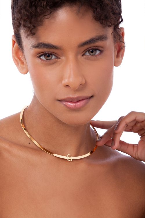 Colar Choker G - Coleção Expressão Banho: Folheado a Ouro