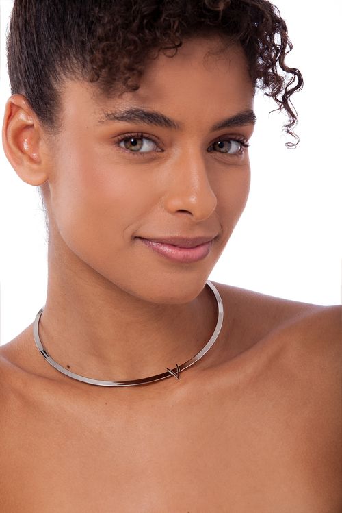 Colar Choker V - Coleção Expressão Banho: Ródio Negro