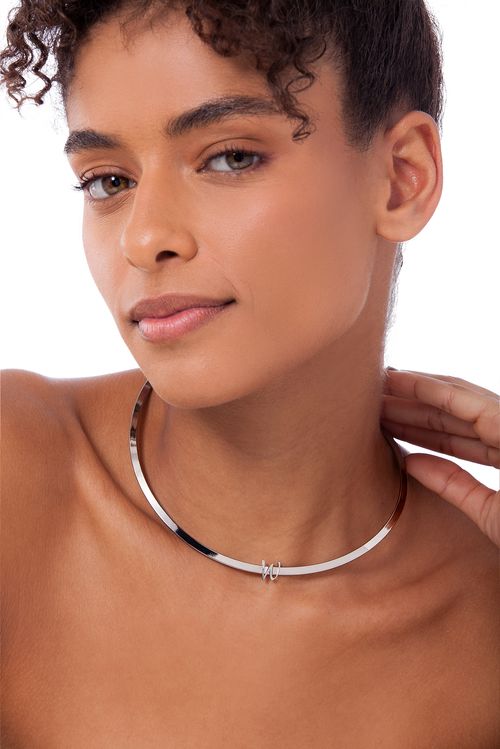 Colar Choker W - Coleção Expressão Banho: Ródio Negro