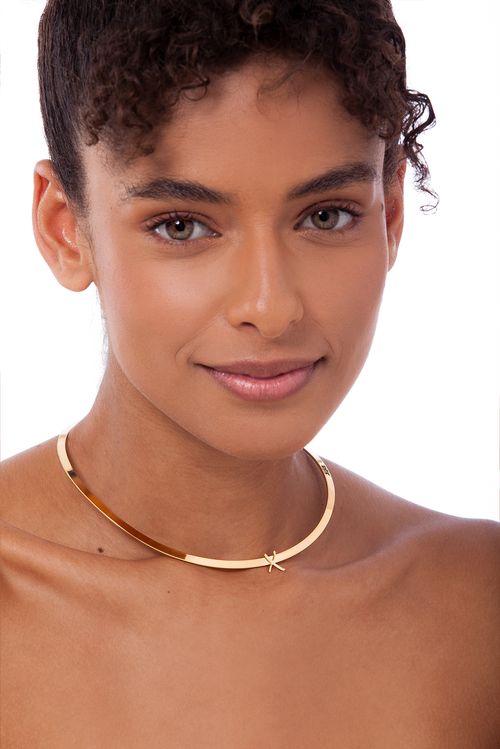 Colar Choker X - Coleção Expressão Banho: Folheado a Ouro