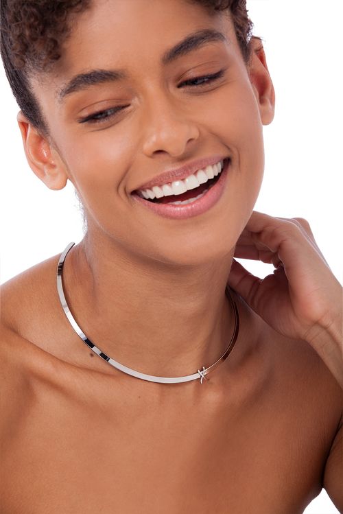 Colar Choker X - Coleção Expressão Banho: Ródio Negro