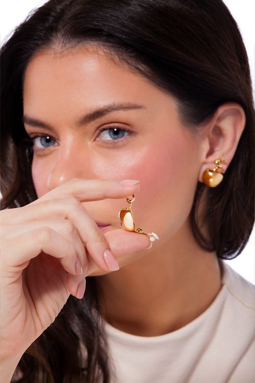 Brinco Pressão Rubina -  Coleção Dolce Tropicália Verão Banho: Folheado a Ouro