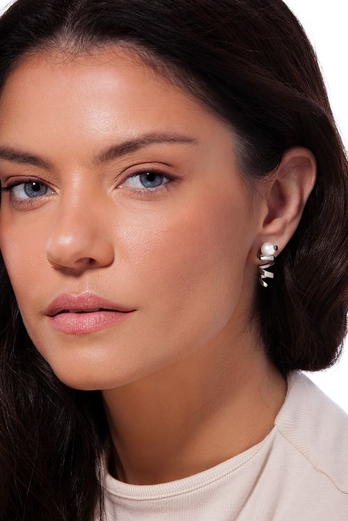 Brinco Zest P - Pérola - Coleção Dolce Tropicália Verão Banho: Ródio Negro