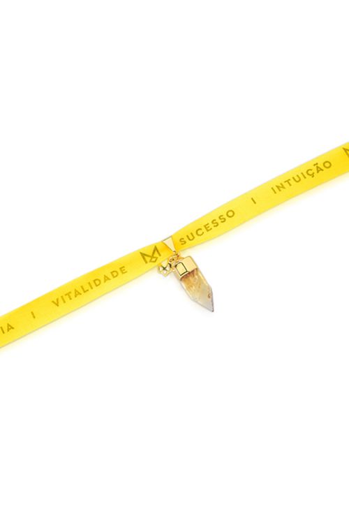 Pulseira Votos - Citrino e Fita Amarela - Coleção Ícones Banho: Folheado a Ouro