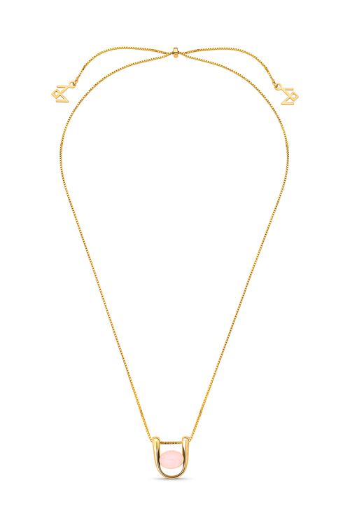 Colar Move - Quartzo Rosa - Coleção Ritmo Banho: Folheado a Ouro