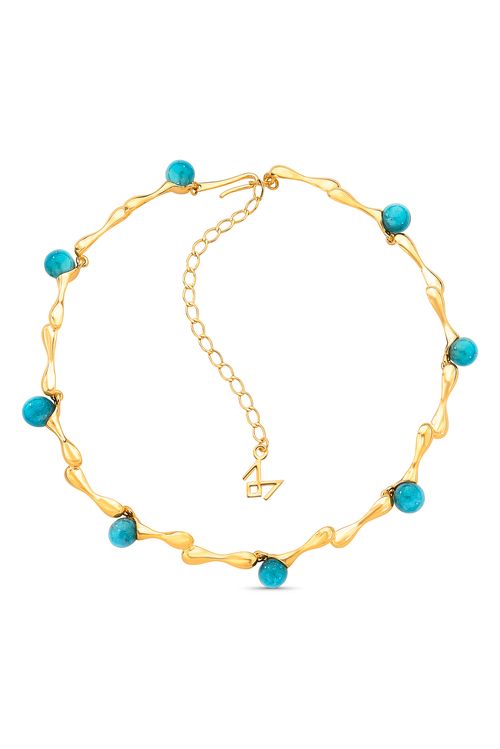 Colar Sincronia - Quartzo Azulado - Coleção Ritmo Banho: Folheado a Ouro