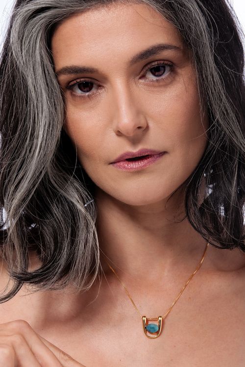 Colar Move - Quartzo Azulado - Coleção Ritmo Banho: Folheado a Ouro