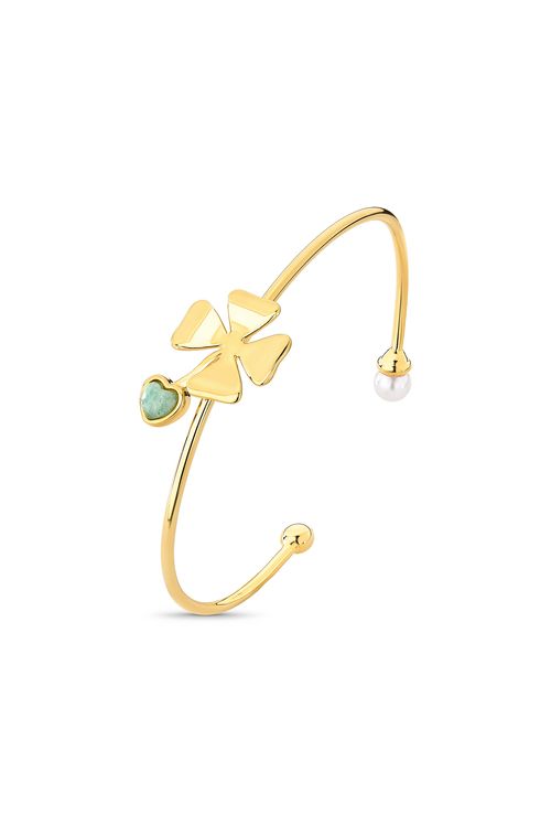 Pulseira Boa Sorte - Quartzo Verde e Pérola - Coleção Dolce Tropicália Alto Verão Banho: Folheado a Ouro