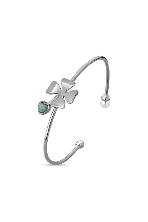 Pulseira Boa Sorte - Quartzo Verde e Pérola - Coleção Dolce Tropicália Alto Verão Banho: Ródio Negro