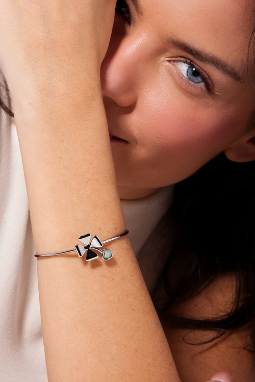 Pulseira Boa Sorte - Quartzo Verde e Pérola - Coleção Dolce Tropicália Alto Verão Banho: Ródio Negro