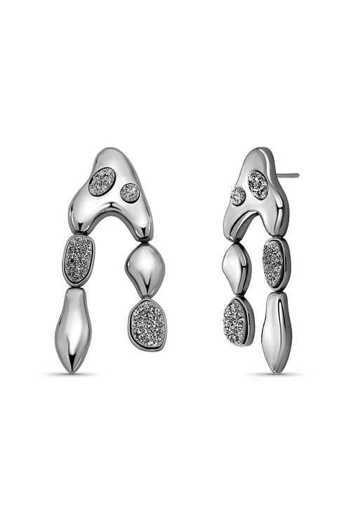 Brinco Tropi - Drusa Metalizada - Coleção Dolce Tropicália Alto Verão Banho: Ródio Negro