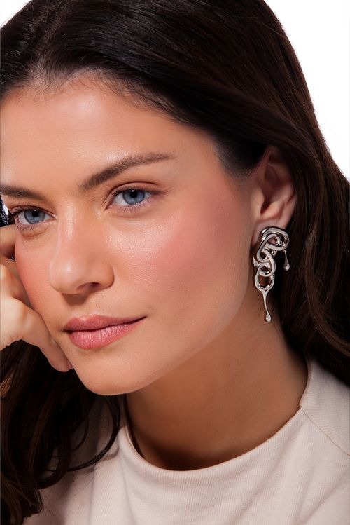 Brinco Fondant - Coleção Dolce Tropicália Alto Verão Banho: Ródio Negro