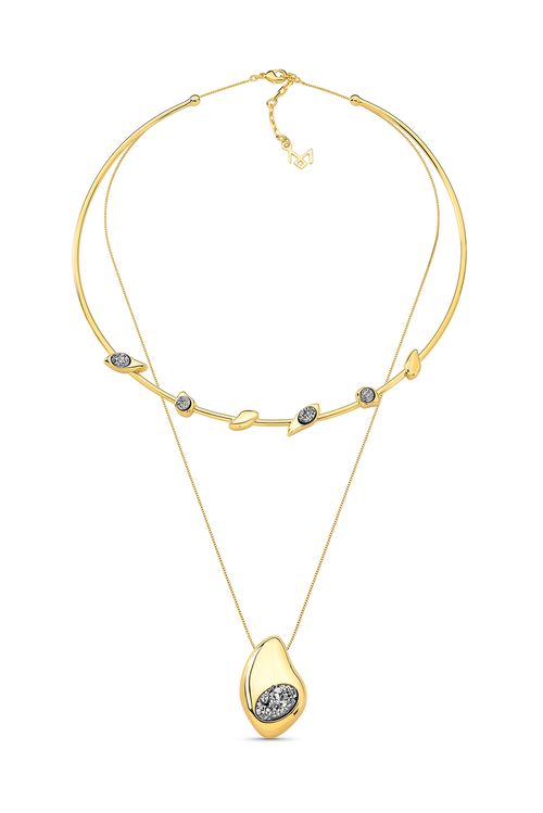 Colar Colores - Drusa Metalizada - Coleção Dolce Tropicália Alto Verão Banho: Folheado a Ouro