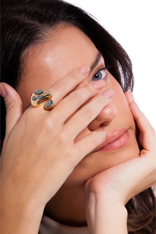 Anel Tropi - Drusa Metalizada - Coleção Dolce Tropicália Alto Verão Banho: Folheado a Ouro