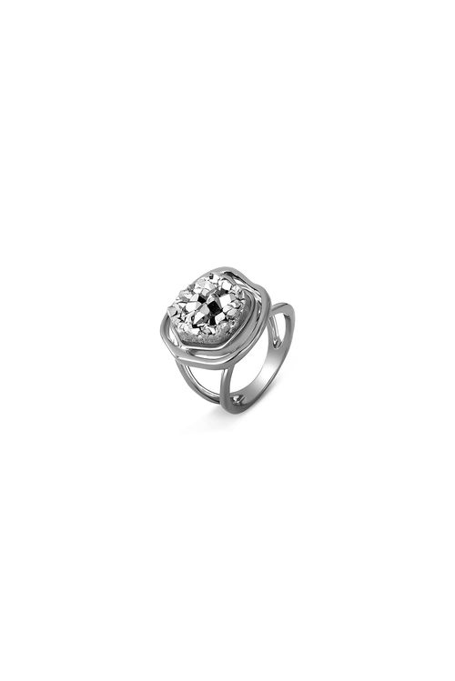 Anel Soleil Baby - Drusa Metalizada - Coleção Acquarella Banho: Ródio Negro