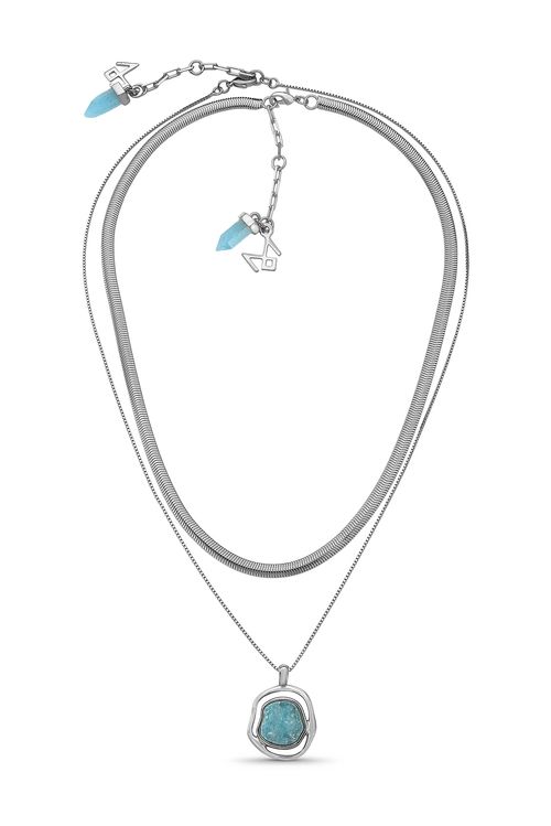 Colar Soleil Baby - Quartzo Azulado - Coleção Aquarella Banho: Ródio Negro