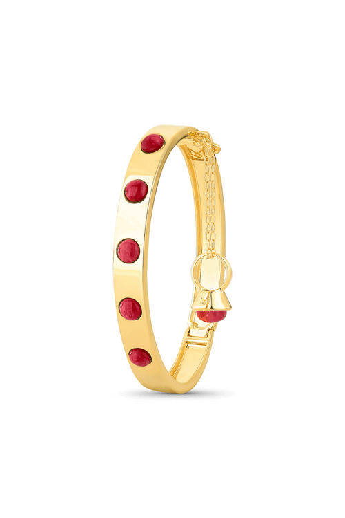 Pulseira Algema Princesa - Feldspato Vermelho - Coleção Essential Banho: Folheado a Ouro