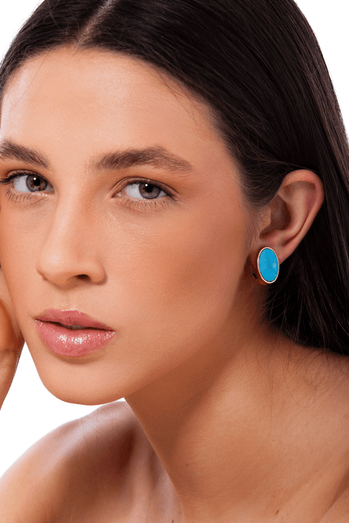 Brinco Candy B - Haulita Turquesa - Coleção Piquenique Banho: Folheado a Ouro