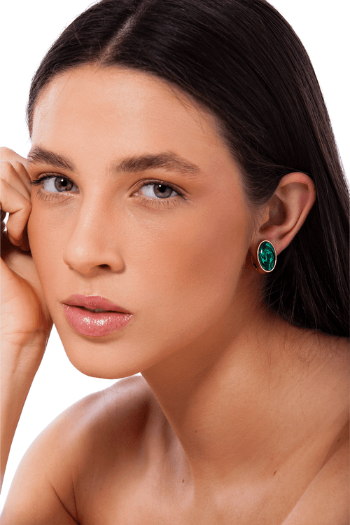 Brinco Candy B - Malaquita - Coleção Piquenique Banho: Folheado a Ouro