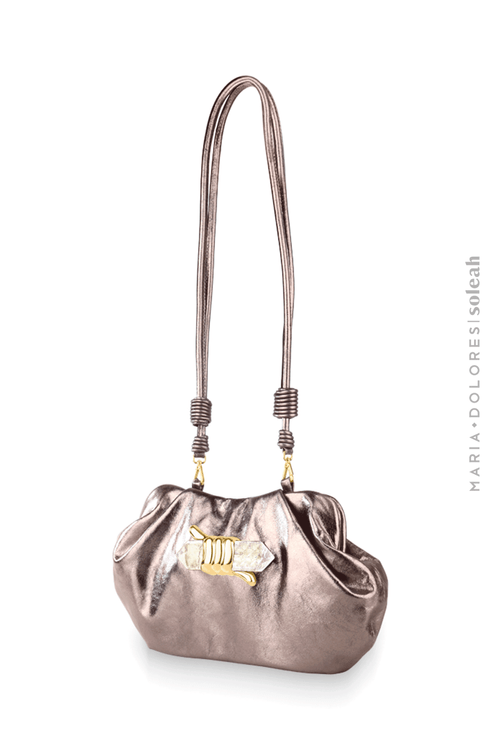 Bolsa Aurum - Cristal e Couro Ônix - Coleção Aurum Banho: Folheado a Ouro