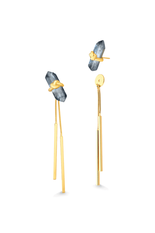 Brinco Knot Petit - Labradorita Azul Claro - Coleção In Love Banho: Folheado a Ouro