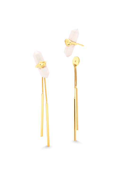 Brinco Knot Petit - Quartzo Branco Holográfico - Coleção In Love Banho: Folheado a Ouro